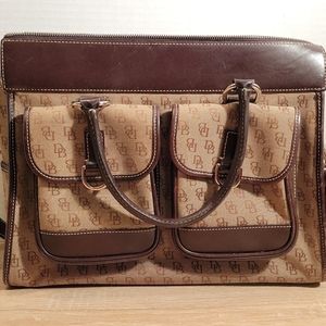 Dooney And Bourke Canvas Purse Leather Dou le Pocket Tote Bag